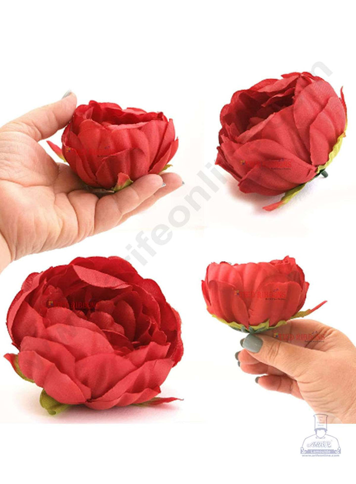 Cake Decor™ XL Peony Artificial Flower For Cake Decoration – Red( 5 pc pack )