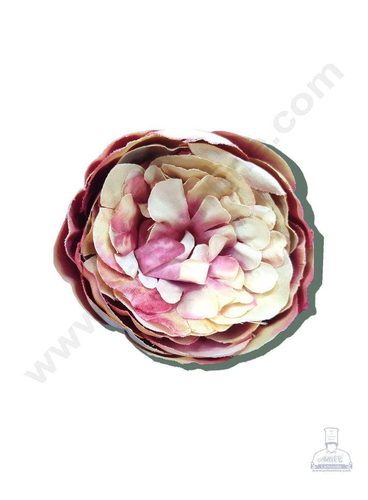Cake Decor™ XL Peony Artificial Flower For Cake Decoration – Red White ( 5 pc pack )