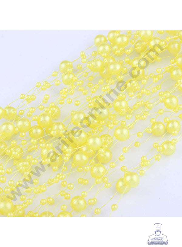 Cake Decor™ Yellow Artificial Pearls String Beads Chain Garland Flowers Wedding Christmas Party Decoration 3mm 8mm Beads (SBBD-17)