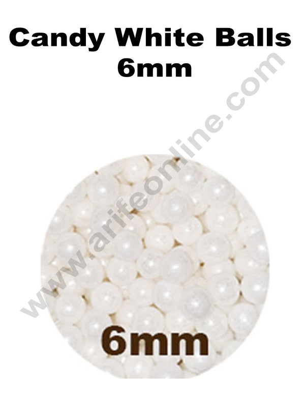 Cake Decor Balls Sugar Candy - White 6 mm - 100 gm