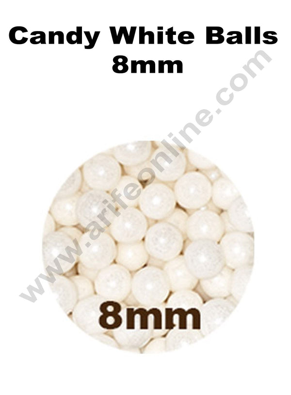 Cake Decor Balls Sugar Candy - White 8 mm - 100 gm