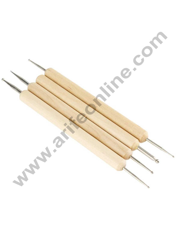 Cake Decor  Wooden Handle Carving Tool Set Pack of 4 Ball Stylus Polymer Clay Pottery Ceramics Sculpting Modeling Tools