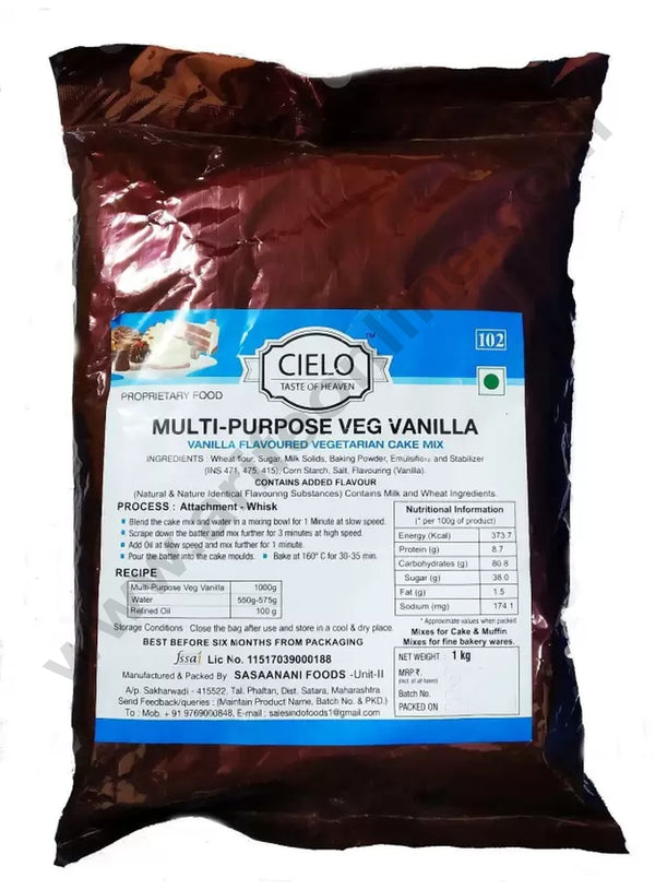 Cielo Multi-Purpose Vanilla Flavored Vegetarian Cake Mix - 1Kg