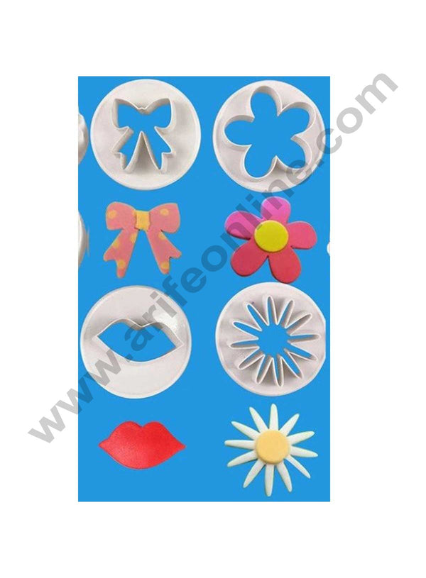 Cake Decor 4 Pc Lips Flower Bow Plastic Fondant Cutter Gumpaste Cutter