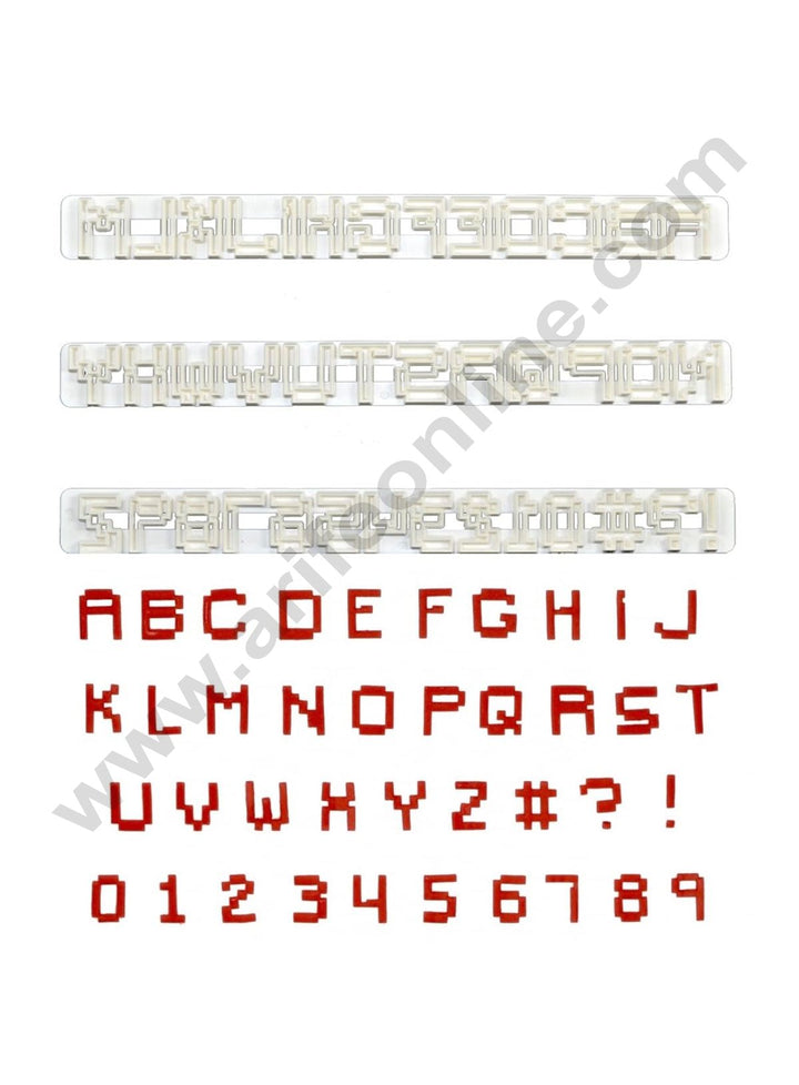 Pixel Alphabet and Number Set Theme Tappet Cutter