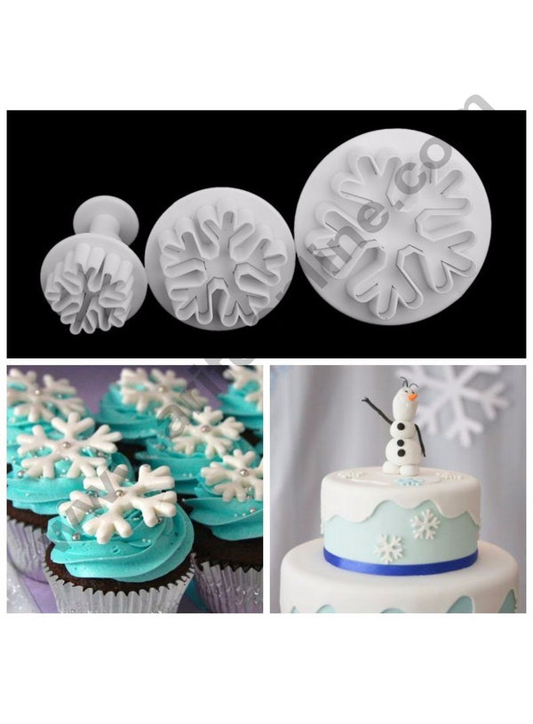 Cake Decor 3pcs Snowflake Plunger Cutters Fondant Tool