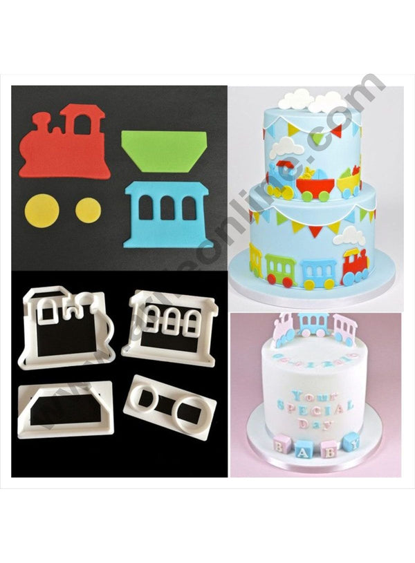 Cake Decor 4 Pc Train Theme Plastic Fondant Cutter Gumpaste Cutter