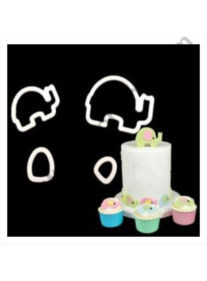 Cake Decor 4 Pc Mummy and Baby Elephant Plastic Fondant Cutter Gumpaste Cutter