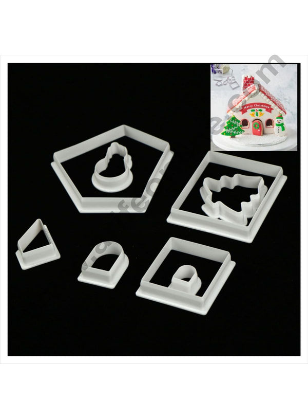 Cake Decor 8 Pc Christmas House Theme Plastic Fondant Cutter Gumpaste Cutter