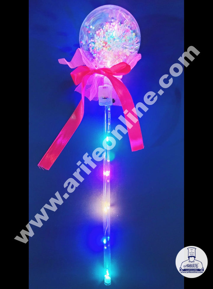 Cake Decor Plastic LED Light Cake Topper Balloon With Ribbon For Cake Decoration - Dark Pink