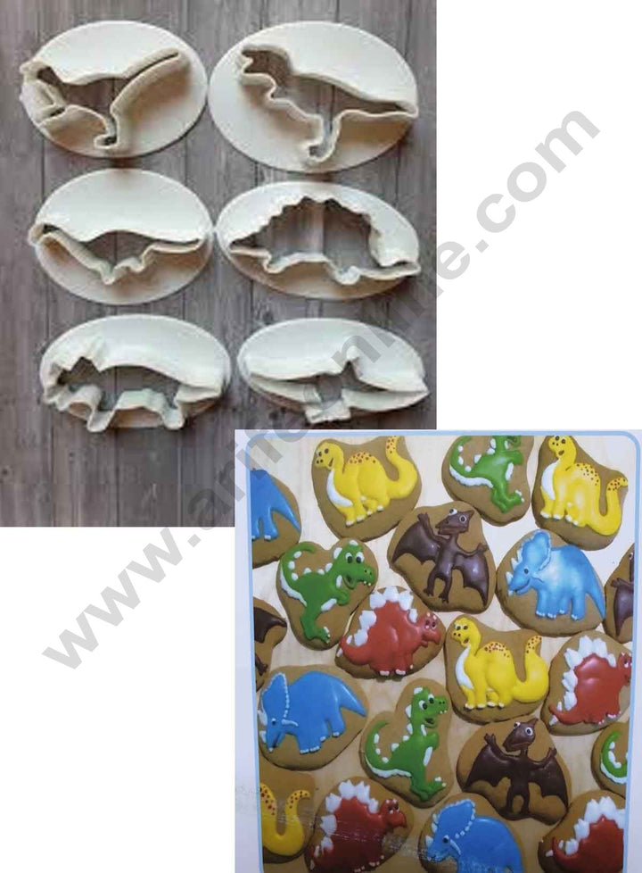 Cake Decor 6pc Dinosaur Multi Cutters Fondant Tool