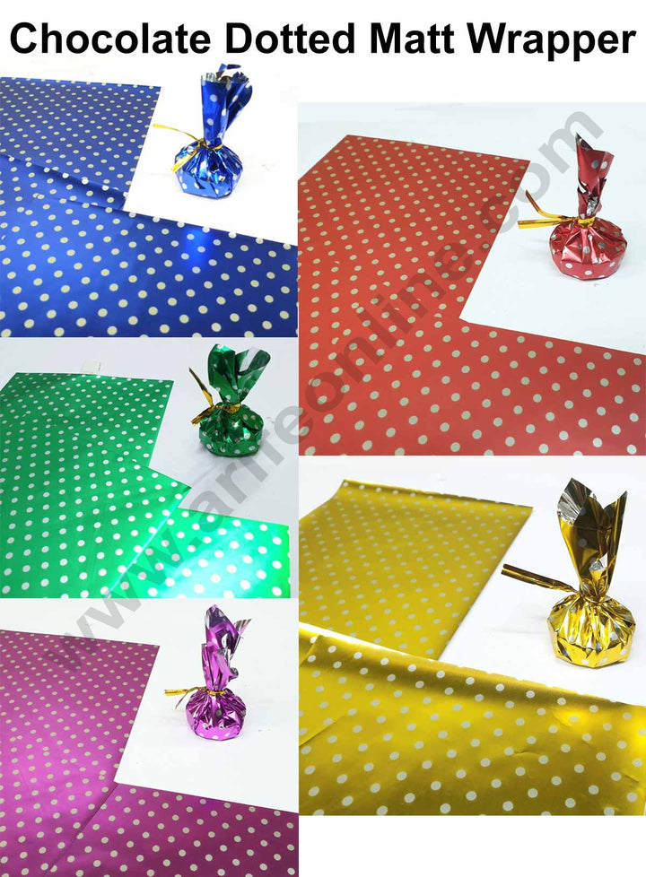 Cake Decor Dotted Metallic Plastic Chocolate Wrapper, Multicolour