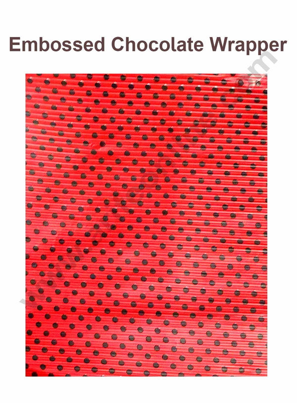 Cake Decor Chocolate Wrappering Foil, Embossed Chocolate Wrapper, 200 Sheets - 10in x 7in - Dotted Red Black