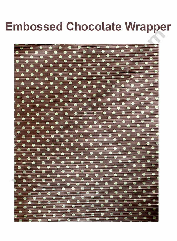 Cake Decor Chocolate Wrappering Foil, Embossed Chocolate Wrapper, 200 Sheets - 10in x 7in - Dotted Brown Gold