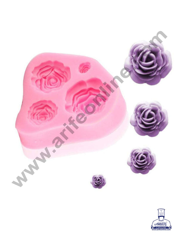 Cake Decor Silicone 3 Cavity Rose Shape Fondant Marzipan Mould