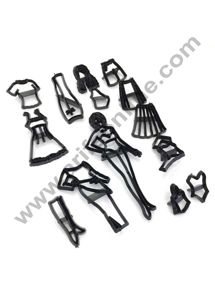 Cake Decor 14Pcs/Set Fashion Girl Silhouette Cookie Cutter Plastic Fondant Biscuit Cutter Sugarcraft Cake Decorating Tools