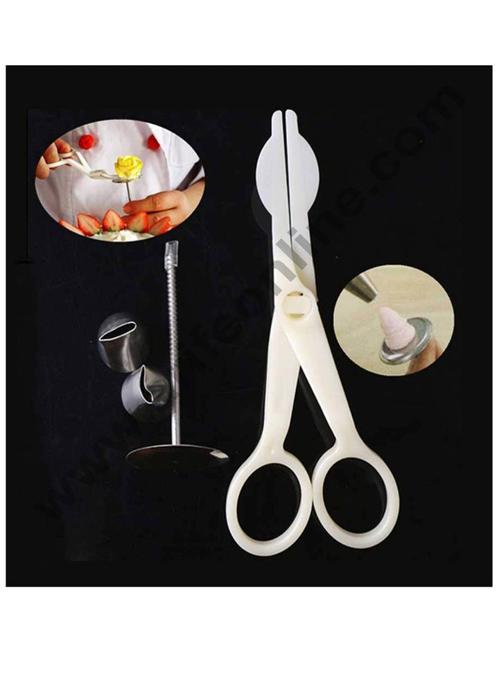 Cake Decor 4Pcs/Set Icing Piping Nozzle Scissors Flower Stand Nail Cake Decorating Tools