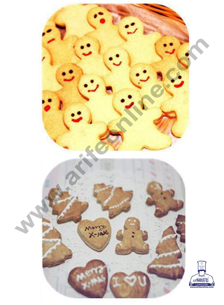 Cake Decor Double Sided Plastic 5 pcs Gingerbread Man Shaped Plastic Cookie Biscuit Pastry Fondant and Cake Cutter