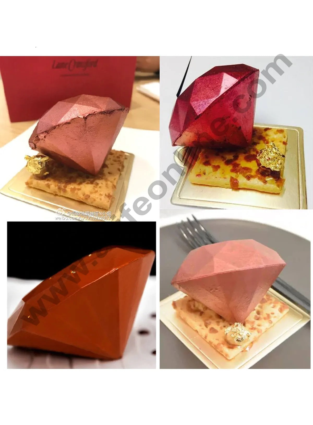 Silicone 3D Diamond Love Heart Shape Mousse Cake Molds – mycookwareshop