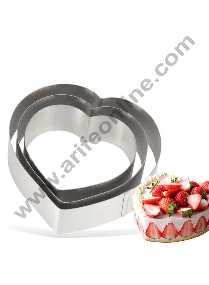 Cake Decor Heart Cake Ring Stainless Steel Cutter Heavy Ring (7 inch Diameter X 2 inch Height )