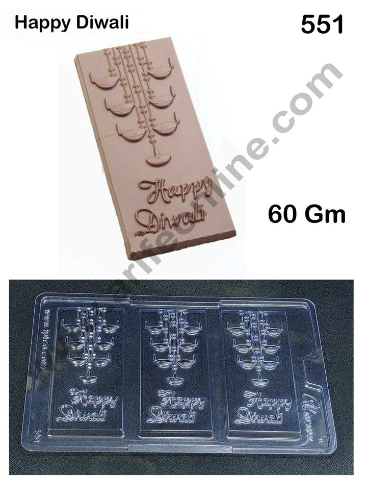 Cake Decor 3 Cavity PVC Chocolate mould Happy Diwali Crackers (1pcs pack)