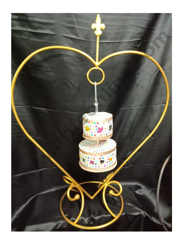 Cake Decor Heart Chandelier Cake Stand Metal Cake Display Stand Golden 2 Tier