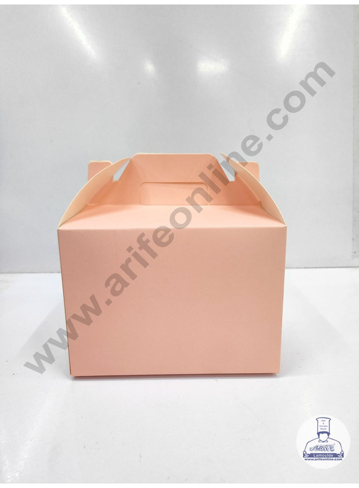 Cake Decor Small Cake Box Cupcake Box Peach Paper Boxes - 6 x 6 x 4 inch (10 Pieces)