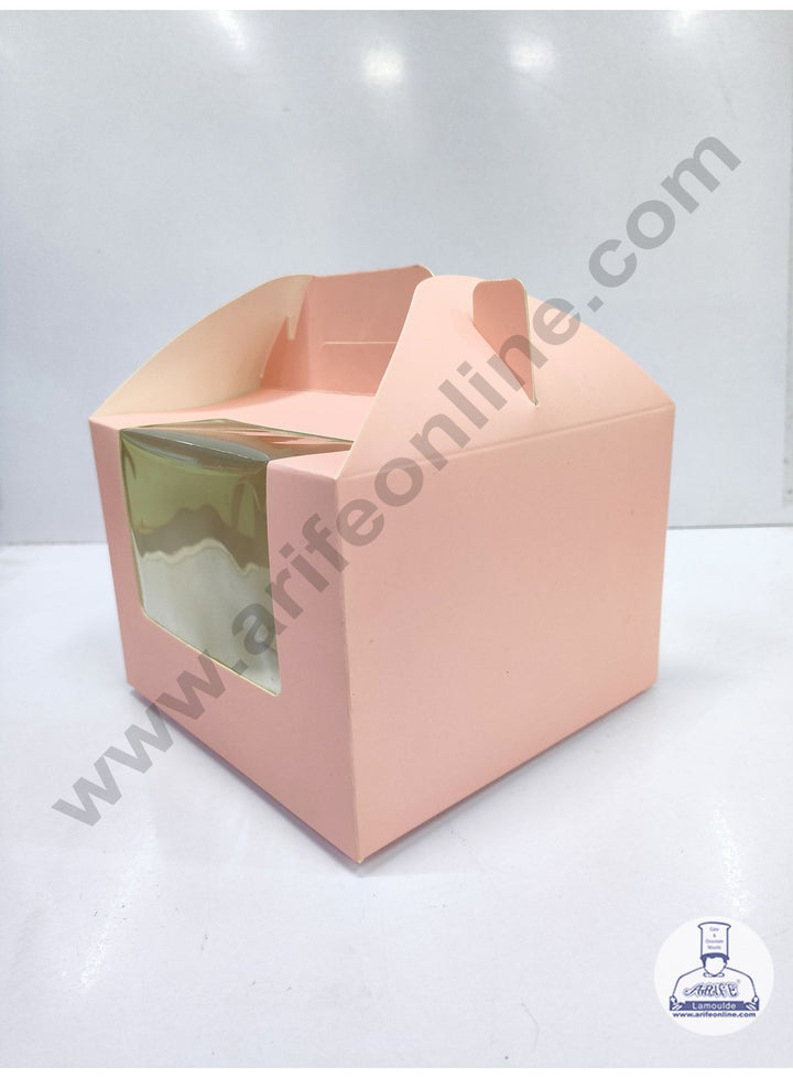 Cake Decor Small Cake Box Cupcake Box Peach Paper Boxes - 6 x 6 x 4 inch (10 Pieces)