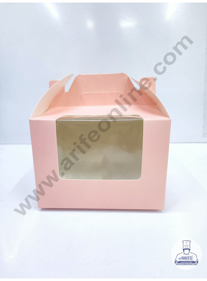 Cake Decor Small Cake Box Cupcake Box Peach Paper Boxes - 6 x 6 x 4 inch (10 Pieces)