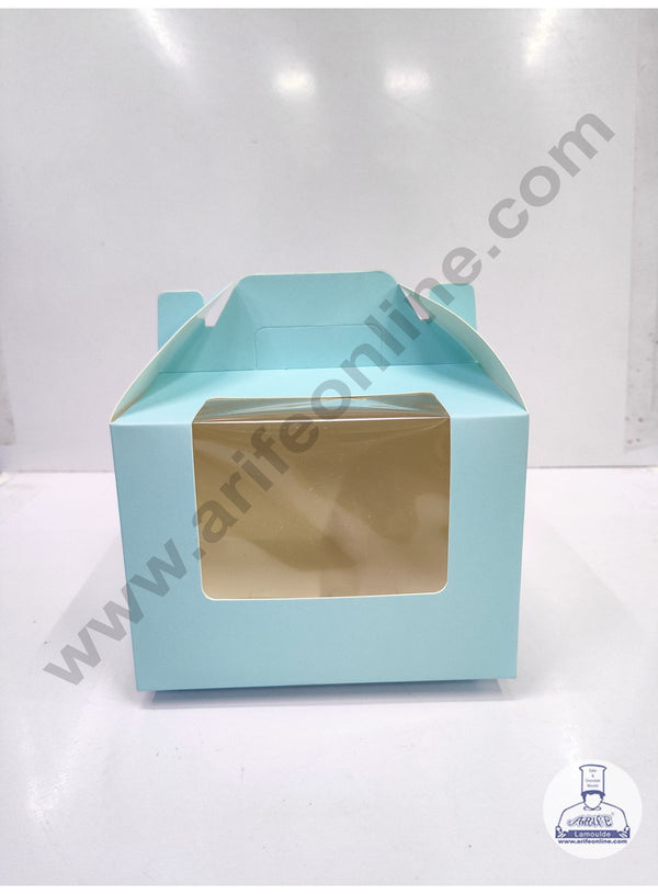 Cake Decor Small Cake Box Cupcake Box Blue Paper Boxes - 6 x 6 x 4 inch (10 Pieces)