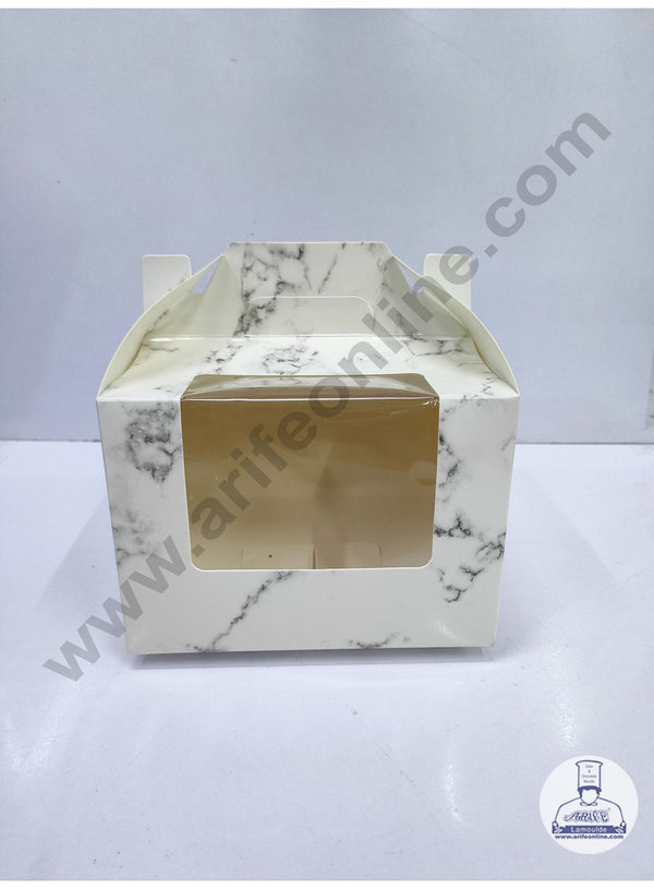 Cake Decor Small Cake Box Cupcake Box Marble White Paper Boxes - 6 x 6 x 4 inch (10 Pieces)