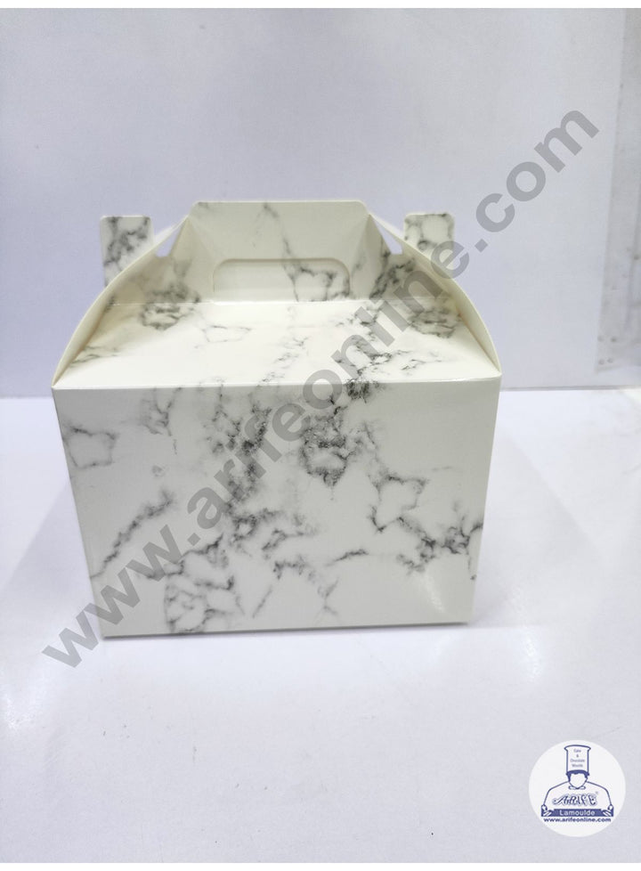 Cake Decor Small Cake Box Cupcake Box Marble White Paper Boxes - 6 x 6 x 4 inch (10 Pieces)