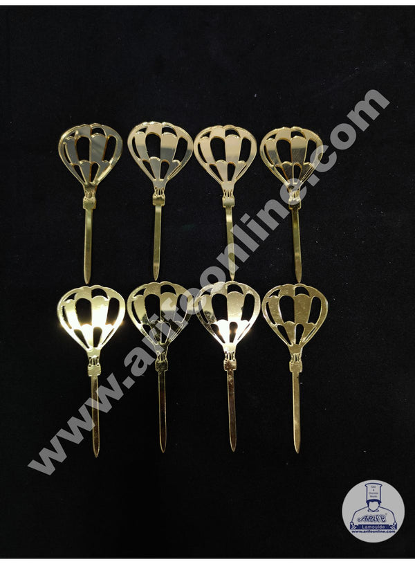 Cake Decor Parachute Acrylic Cupcake Topper Set Of 8 Pieces - Gold