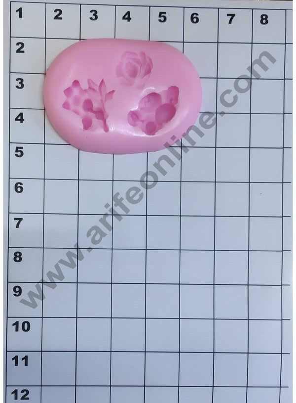 Cake Decor Silicon 3 Cavity Rose and Flowers Silicone Fondant Mould Marzipan Mould