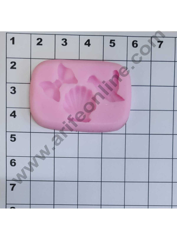 Cake Decor Silicon 3 Cavity Bride Bow and Shell Flowers Silicone Fondant Mould Marzipan Mould