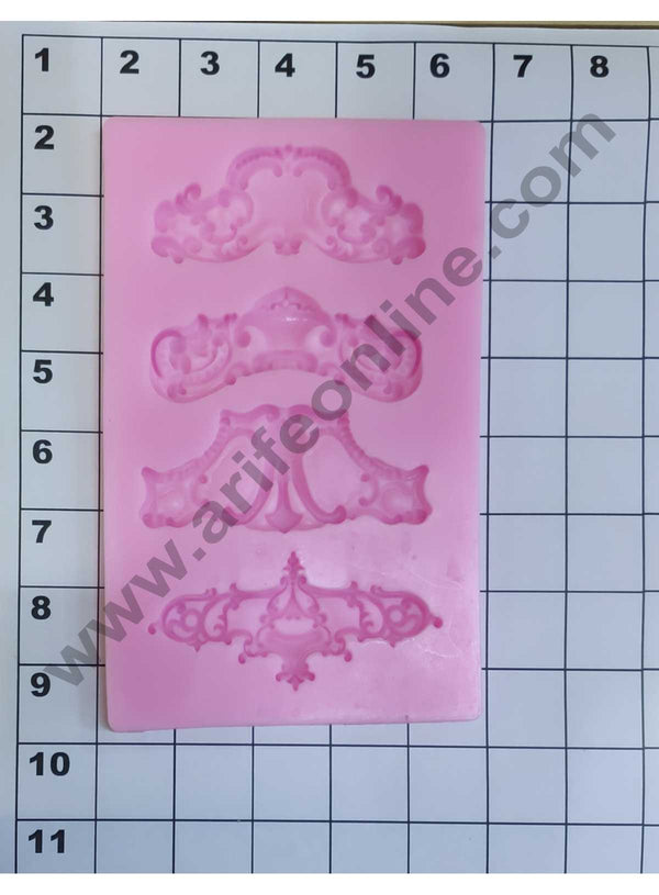 Cake Decor Silicon 4 Cavity Sculpted Vintage Frame Lace Silicone Fondant Mould Marzipan Mould