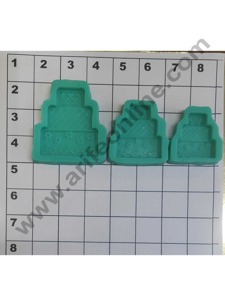 Cake Decor Silicon 3 Tire Cup Cake Shape Fondant Clay Marzipan Cake Decoration Mould(Set of 3pcs)