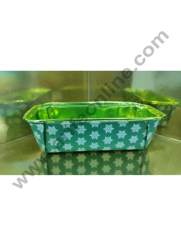 Novacart Bake &amp; Serve Paper Baking Mould By Cake Decor - Snowflake Green Plum Cake Mould 10 Pcs