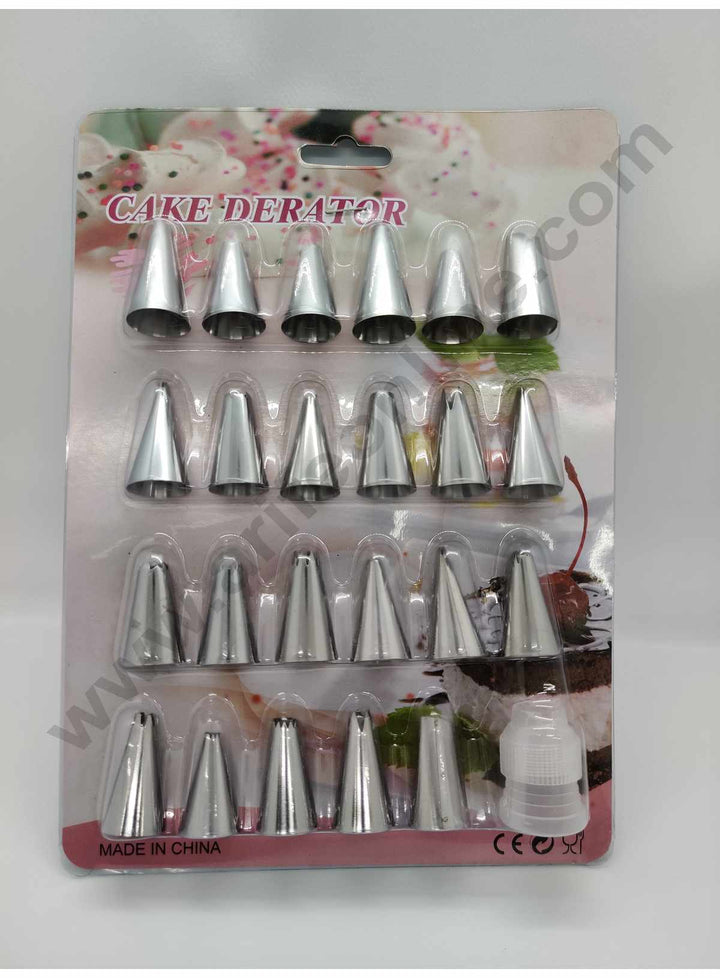 Cake Decor 24pcs Piping Nozzle Set with Coupler Pastry Tips Cupcake Cake Decorating Nozzle