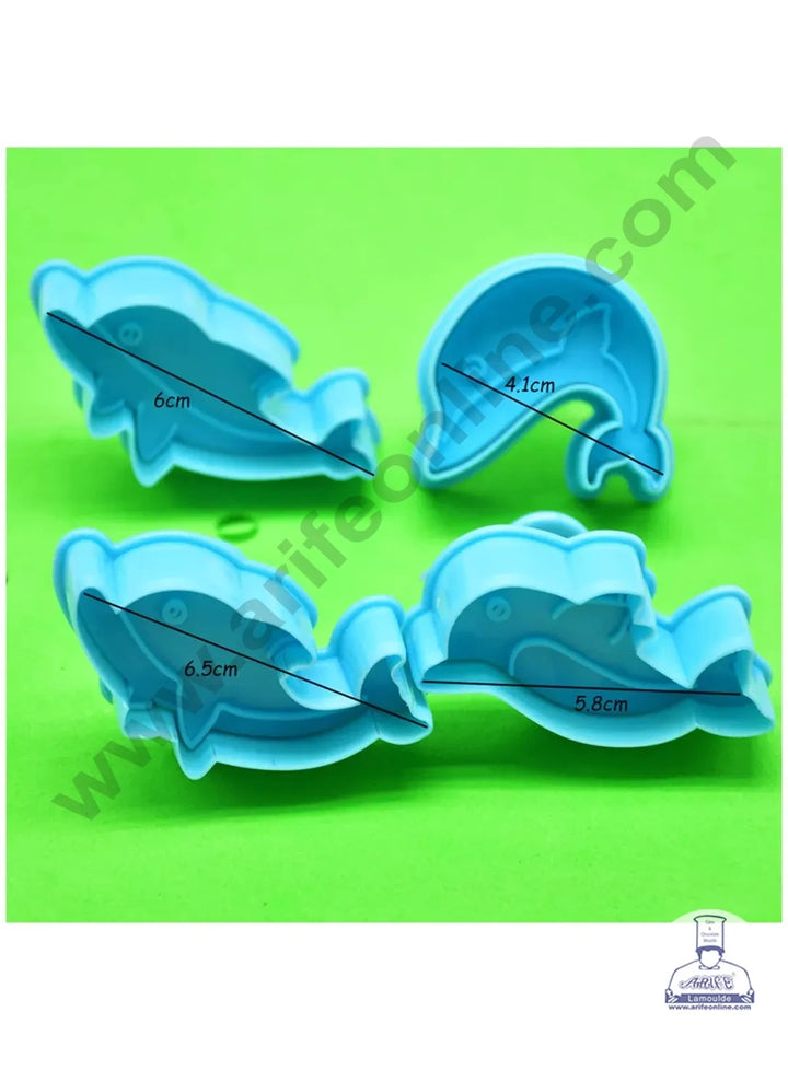 Cake Decor 4 Pieces Dolphin Plastic Biscuit Cutter Plunger Cutter