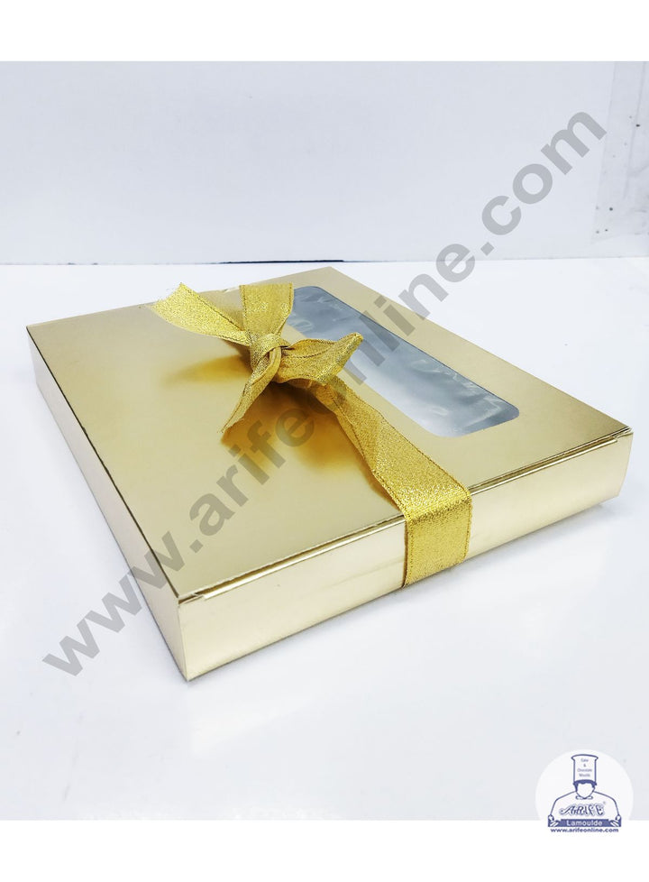 Cake Decor 20 Cavity Chocolate Boxes With Half Window Set Of 10 Pieces - Golden (SBEB-043)