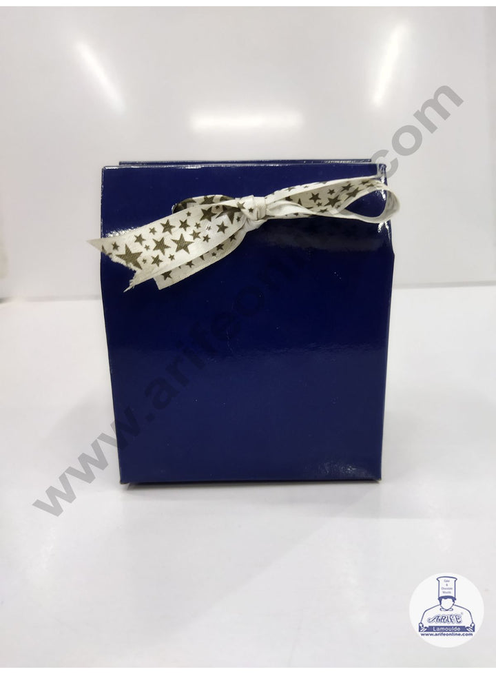 Cake Decor Fancy Chocolate Box With Ribbon Set Of 10 Pieces - Shiny Navy Blue
