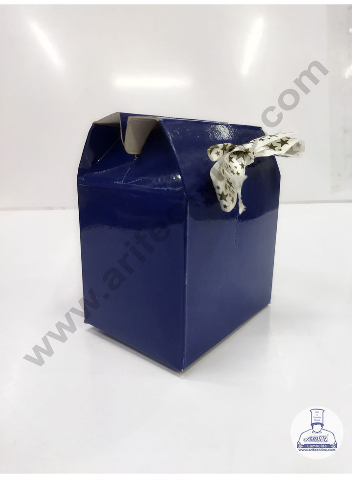 Cake Decor Fancy Chocolate Box With Ribbon Set Of 10 Pieces - Shiny Navy Blue