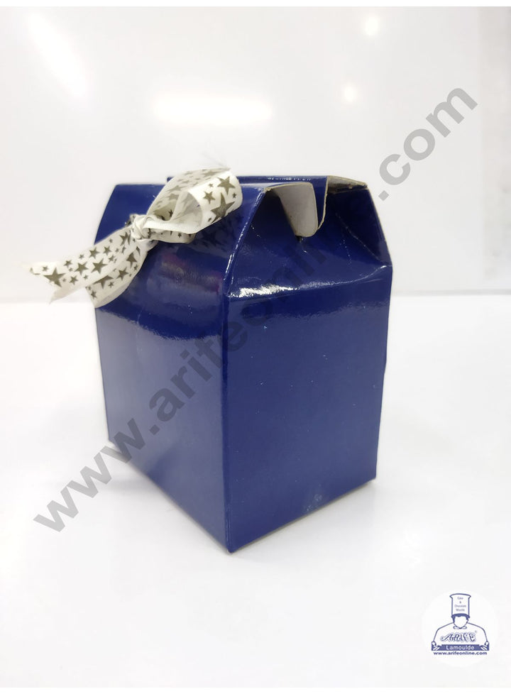 Cake Decor Fancy Chocolate Box With Ribbon Set Of 10 Pieces - Shiny Navy Blue