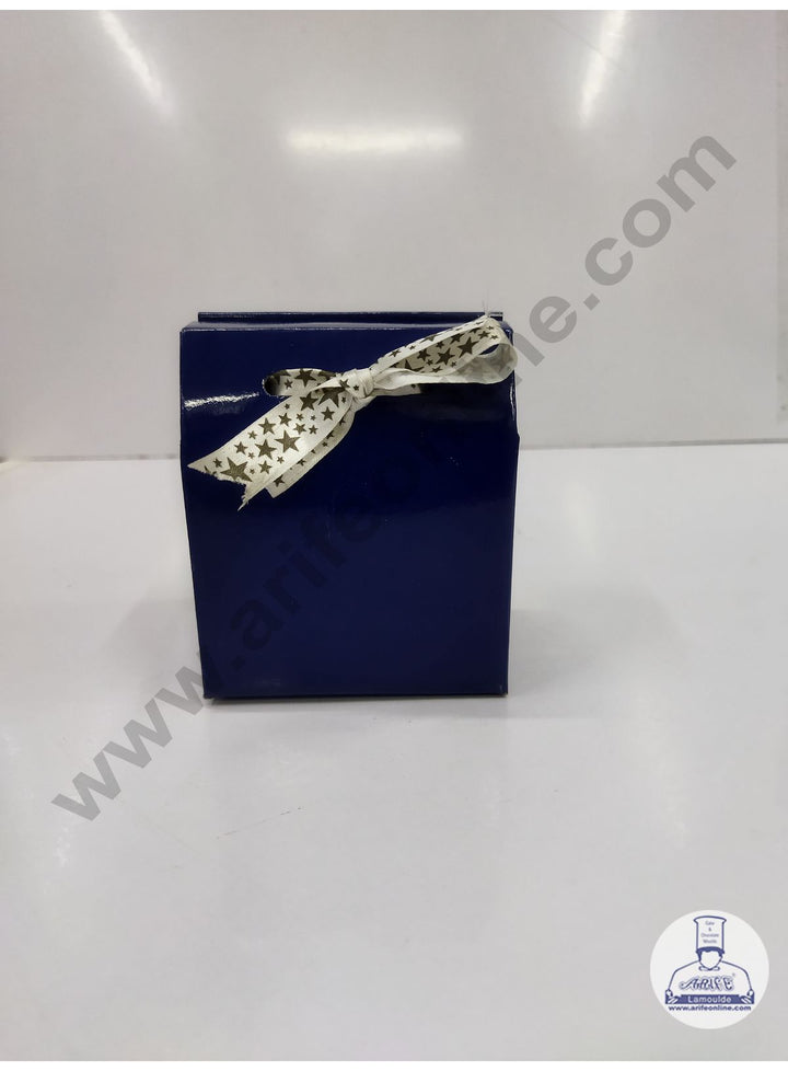 Cake Decor Fancy Chocolate Box With Ribbon Set Of 10 Pieces - Shiny Navy Blue