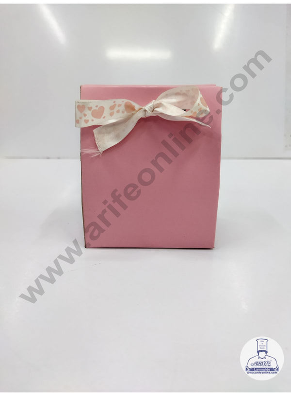 Cake Decor Fancy Chocolate Box With Ribbon Set Of 10 Pieces - Pink
