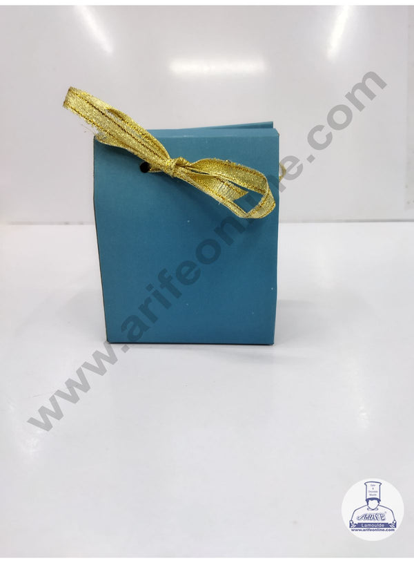 Cake Decor Fancy Chocolate Box With Ribbon Set Of 10 Pieces - Pastel Blue