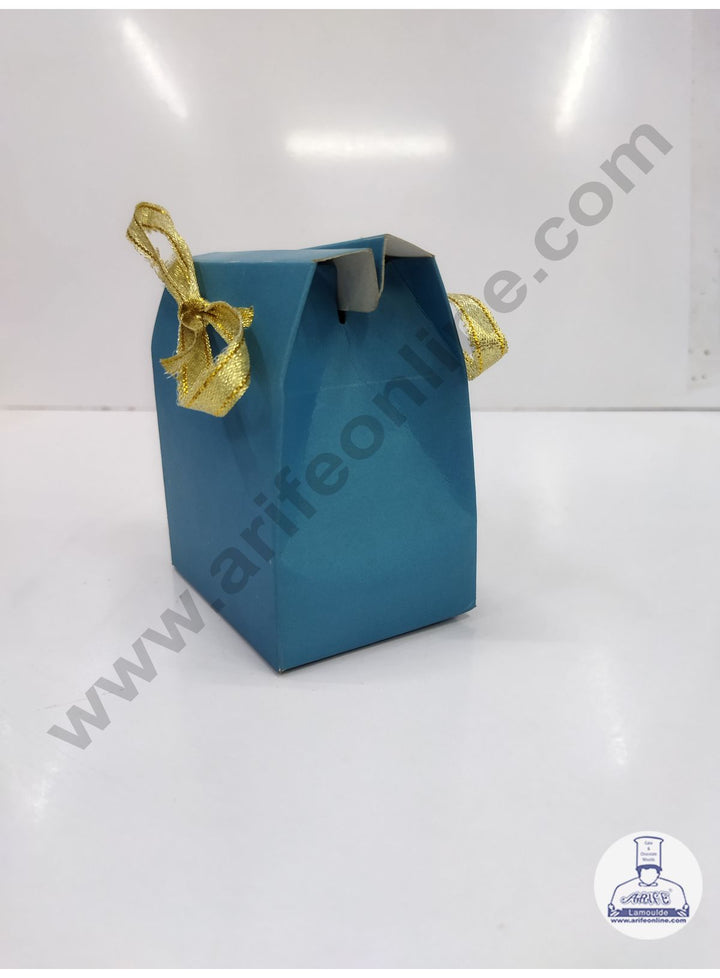 Cake Decor Fancy Chocolate Box With Ribbon Set Of 10 Pieces - Pastel Blue