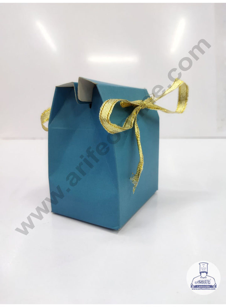 Cake Decor Fancy Chocolate Box With Ribbon Set Of 10 Pieces - Pastel Blue