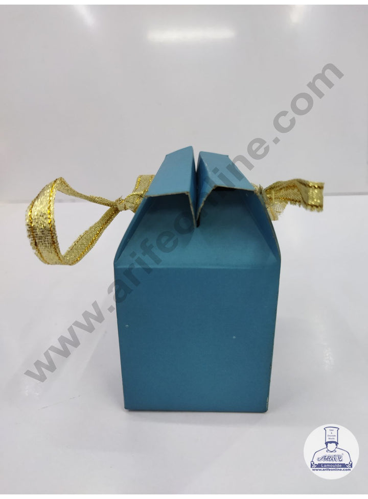 Cake Decor Fancy Chocolate Box With Ribbon Set Of 10 Pieces - Pastel Blue